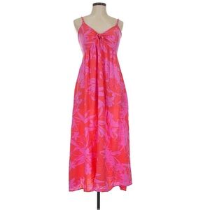 Vibrant Pink Floral Maxi Dress by Goa